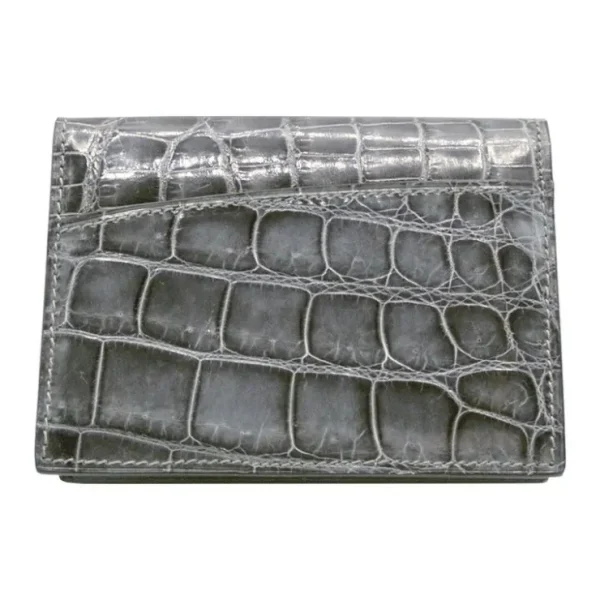 Outlet Zelli Gracen Nile Crocodile Card Case Gray