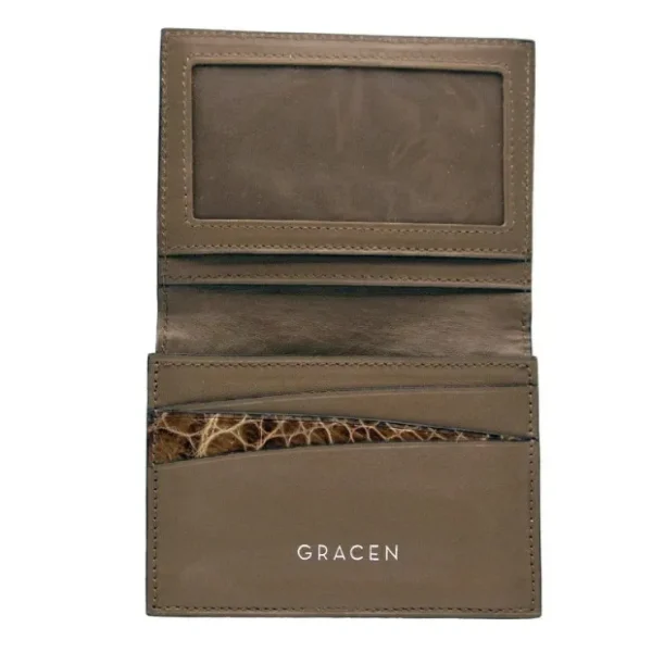 Discount Zelli Gracen Nile Crocodile Card Case Cappucino