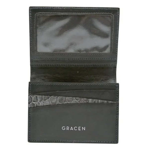 Outlet Zelli Gracen Nile Crocodile Card Case Gray