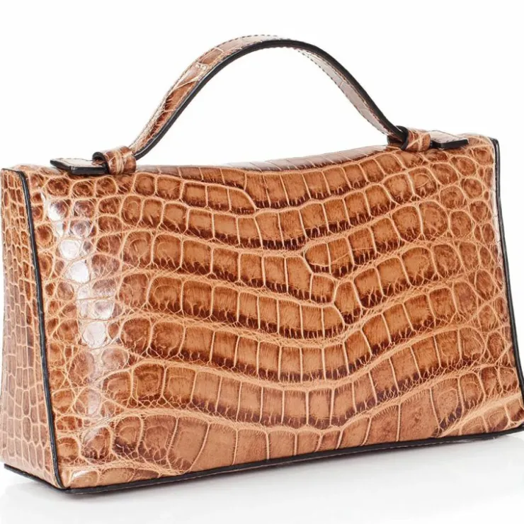 Flash Sale Zelli Gracen Sophie Nile Crocodile Women's Handbag (30-662-CAP) Cappuccino