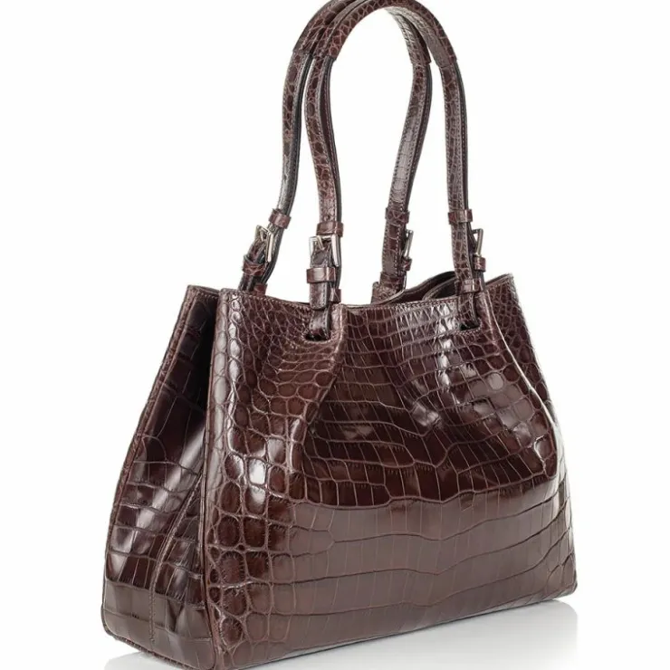 Cheap Zelli Gracen Victoria Nile Crocodile Women's Handbag (30-650-NIC) Nicotine