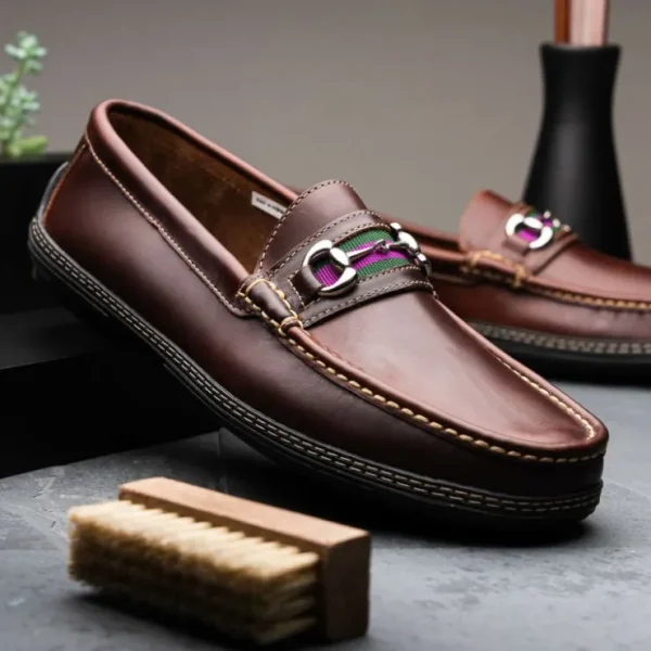 Discount Handsewn Shoe Co. Bit Stripe Driver Dark Brown DarkBrown