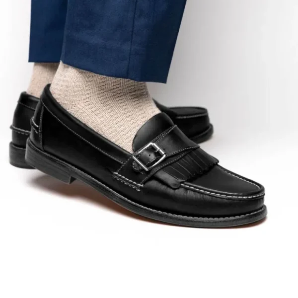 New Handsewn Shoe Co. Buckle Kilt Loafer Black