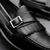 New Handsewn Shoe Co. Buckle Kilt Loafer Black