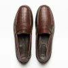 Best Sale Handsewn Shoe Co. Crocodile Penny Driver Brown