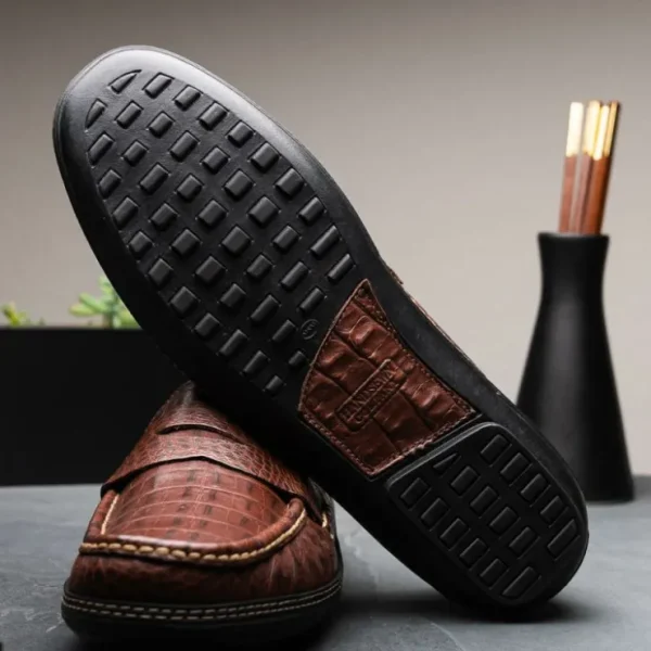 Best Sale Handsewn Shoe Co. Crocodile Penny Driver Brown