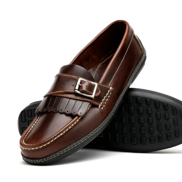 Flash Sale Handsewn Shoe Co. Fringe Monk Drivers Dark Brown DarkBrown