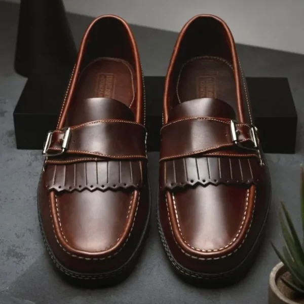 Flash Sale Handsewn Shoe Co. Fringe Monk Drivers Dark Brown DarkBrown