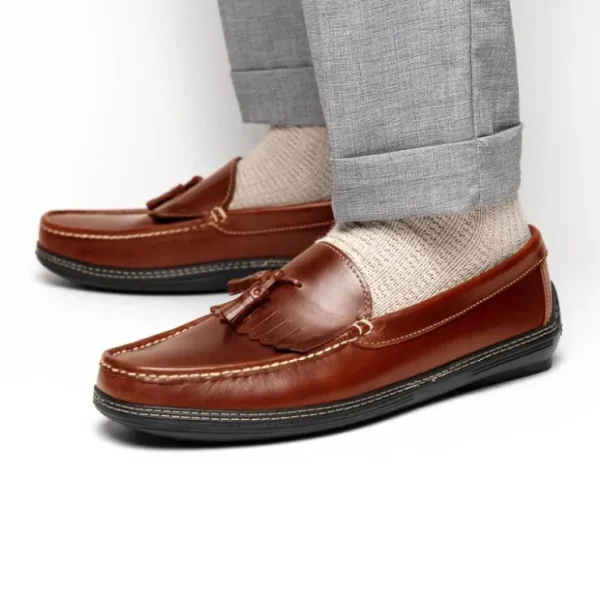 Best Handsewn Shoe Co. Fringe Tassel Driving Loafers Brown