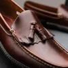 Best Handsewn Shoe Co. Fringe Tassel Driving Loafers Dark Brown DarkBrown