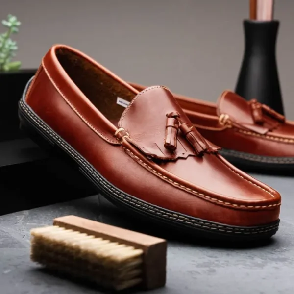 Best Handsewn Shoe Co. Fringe Tassel Driving Loafers Brown