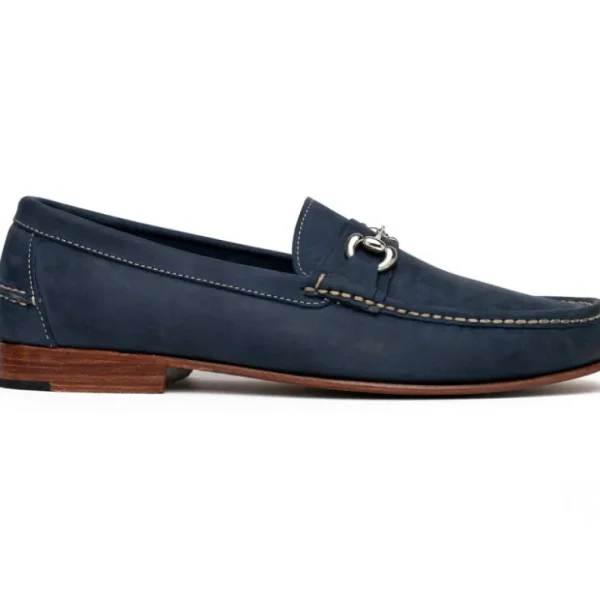 Outlet Handsewn Shoe Co. Nubuck Bit Loafers Navy