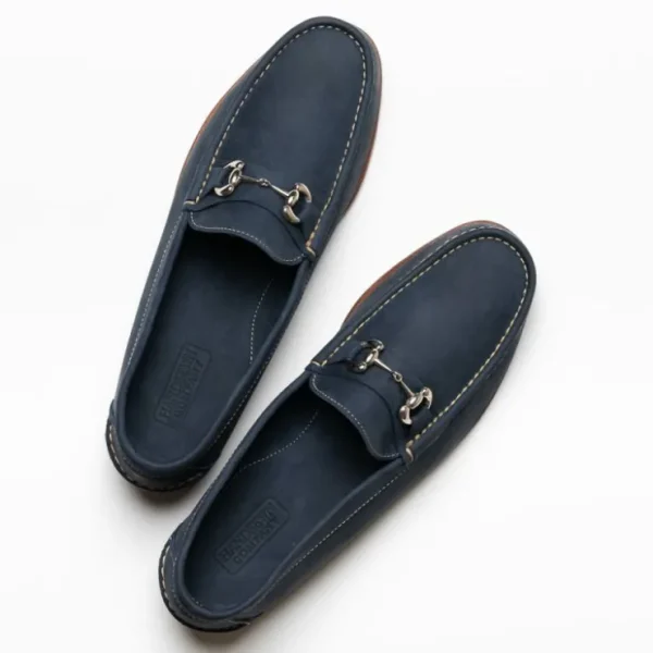 Outlet Handsewn Shoe Co. Nubuck Bit Loafers Navy