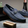 Outlet Handsewn Shoe Co. Nubuck Bit Loafers Navy