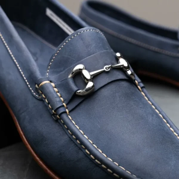 Outlet Handsewn Shoe Co. Nubuck Bit Loafers Navy