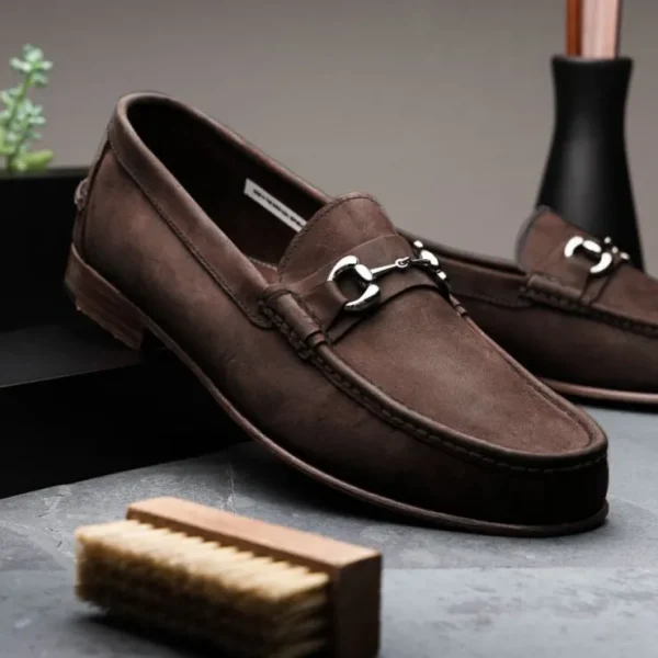 Sale Handsewn Shoe Co. Nubuck Bit Loafers Dark Brown DarkBrown