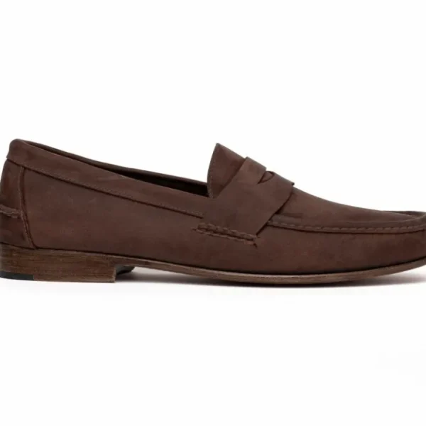 Fashion Handsewn Shoe Co. Nubuck Penny Loafers Brown DarkBrown