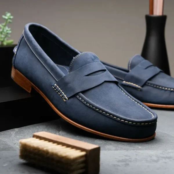 handsewn_shoe_co_nubuck_p_5-1.webp Fashion Handsewn Shoe Co. Nubuck Penny Loafers Navy