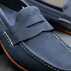 Fashion Handsewn Shoe Co. Nubuck Penny Loafers Navy