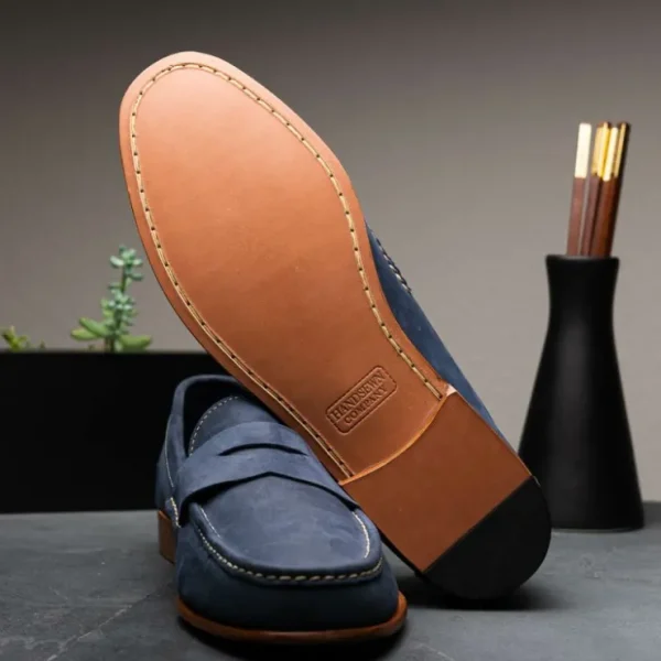 handsewn_shoe_co_nubuck_p_8-1.webp Fashion Handsewn Shoe Co. Nubuck Penny Loafers Navy