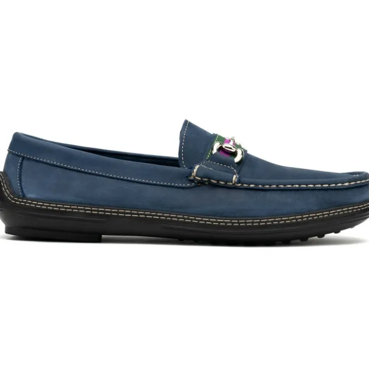 Best Sale Handsewn Shoe Co. Nubuck Stripe Loafers Navy