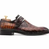 Shop Harris Shoes 1913 Harris Firenze 1913 Crocodile Print Buckle Shoes Brown