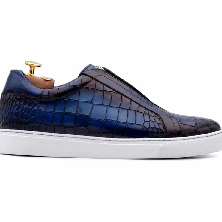 Hot Harris Shoes 1913 Harris Firenze 1913 Crocodile Print Sneakers Blue