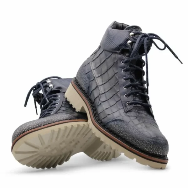 harris_firenze__crocodile_1-9.webp Flash Sale Harris Shoes 1913 Harris Firenze 1913 Crocodile Print Leather Boots Blue