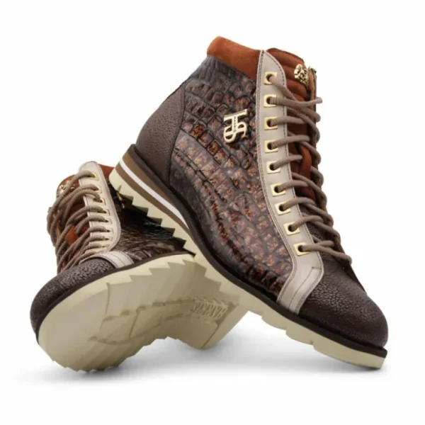 Discount Harris Shoes 1913 Harris Firenze 1913 Crocodile-print Leather Boots Brown