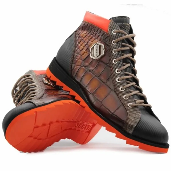 harris_firenze__crocodile_3-7.webp Hot Harris Shoes 1913 Harris Firenze 1913 Crocodile Print Boots Brown