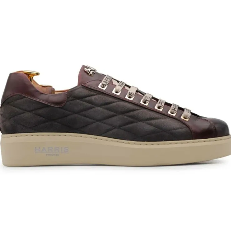 Store Harris Shoes 1913 Harris Firenze 1913 Diamond Stitched Leather Sneakers Brown