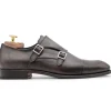 New Harris Shoes 1913 Harris Firenze 1913 Double Leather Buckle Monk Strap Brown