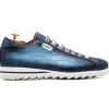 Sale Harris Shoes 1913 Harris Firenze 1913 Embossed Crocodile Print Leather Sneakers Blue