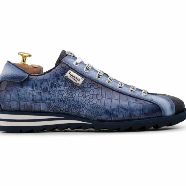 Best Harris Shoes 1913 Harris Firenze 1913 Hand Painted Printed Leather Sneakers Blue