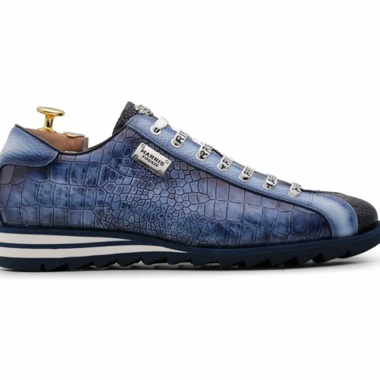 Best Harris Shoes 1913 Harris Firenze 1913 Hand Painted Printed Leather Sneakers Blue