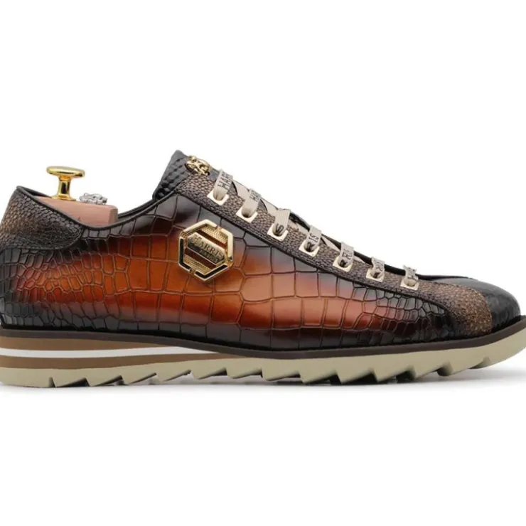 Store Harris Shoes 1913 Harris Firenze 1913 Hand-Painted Leather Sneakers Honey