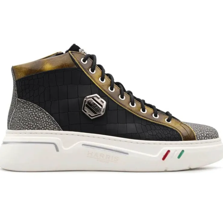 Fashion Harris Shoes 1913 Harris Firenze 1913 High Top Leather Sneakers Black