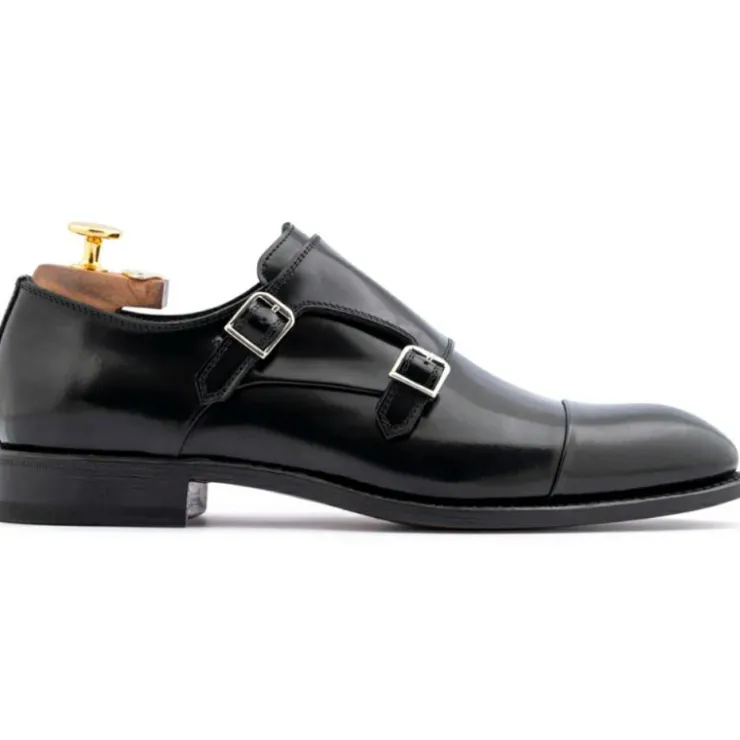 New Harris Shoes 1913 Harris Firenze 1913 Leather Double Monk Strap Black