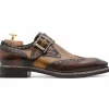 Fashion Harris Shoes 1913 Harris Firenze 1913 Leather Monkstrap Wingtip Shoes Brown