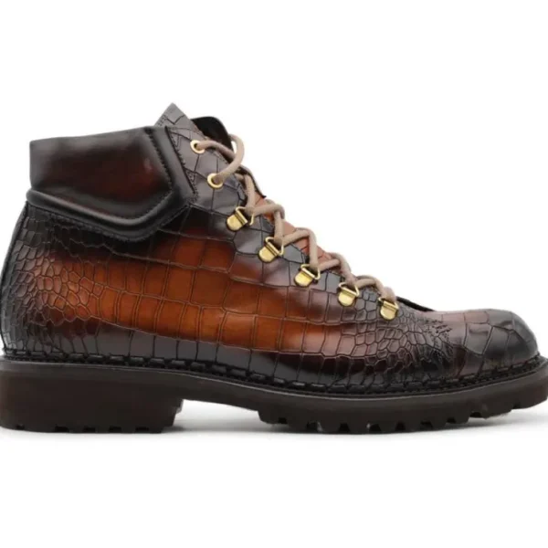 Fashion Harris Shoes 1913 Harris Firenze 1913 Pedula Crocodile Print Boots Honey