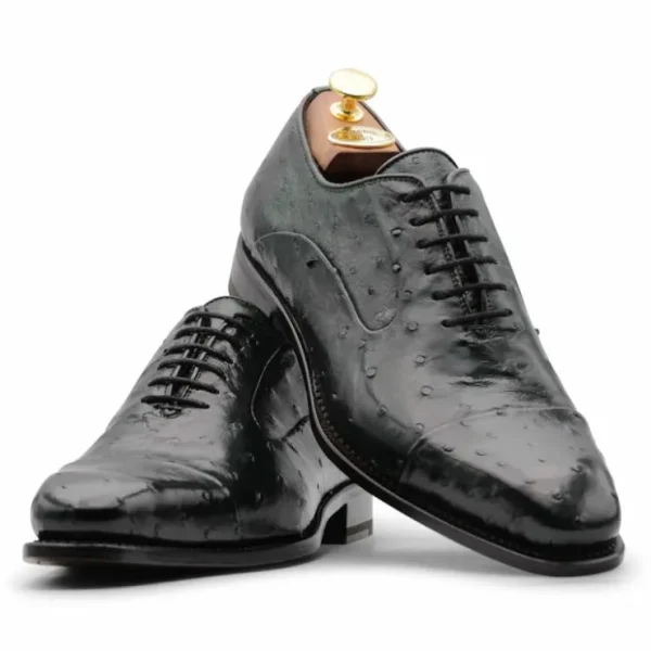 Outlet Harris Shoes 1913 Harris Firenze 1913 Premium Ostrich Leather Oxford Shoes Green