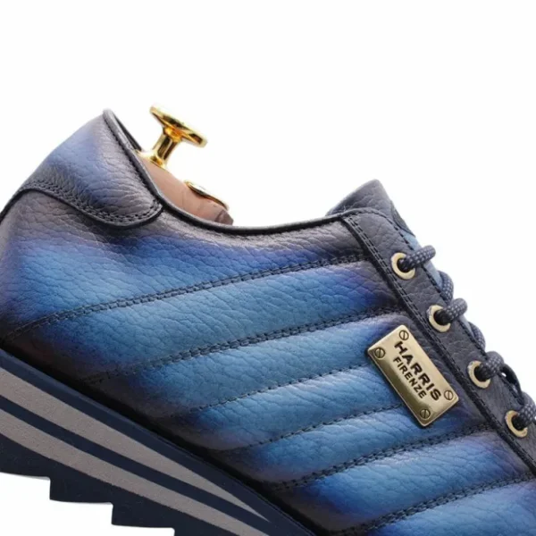 New Harris Shoes 1913 Harris Firenze 1913 Quilted Stitching Leather Sneakers Blue