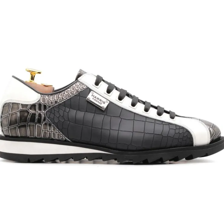 Hot Harris Shoes 1913 Harris Firenze 1913 Rubberized Crocodile Print Sneakers Black