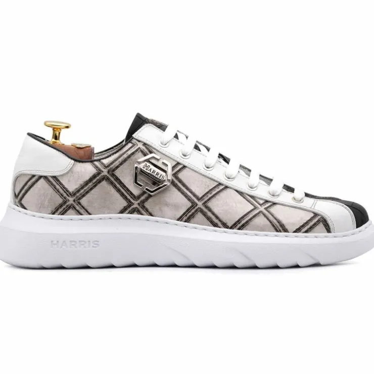 Discount Harris Shoes 1913 Harris Firenze 1913 Rumble Print Leather Sneakers Grey