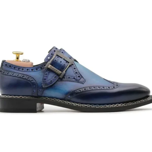 Store Harris Shoes 1913 Harris Firenze 1913 Single Buckle Leather Shoes Blue