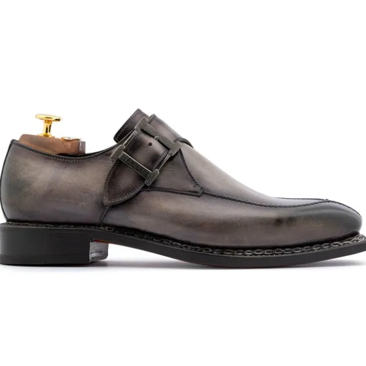 Clearance Harris Shoes 1913 Harris Firenze 1913 Single Buckle Leather Shoes Grey