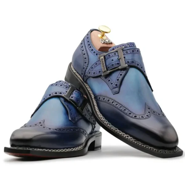 Store Harris Shoes 1913 Harris Firenze 1913 Single Buckle Leather Shoes Blue