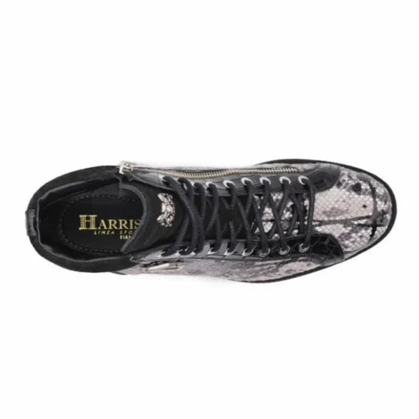 harris_firenze__soft_rock_1.webp Best Sale Harris Shoes 1913 Harris Firenze 1913 Soft Rock Python Leather Hi-Top Sneakers Grey