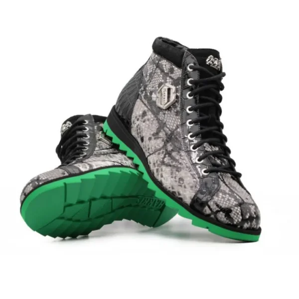harris_firenze__soft_rock_2.webp Best Sale Harris Shoes 1913 Harris Firenze 1913 Soft Rock Python Leather Hi-Top Sneakers Grey