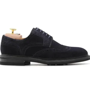 New Harris Shoes 1913 Harris Firenze 1913 Suede Brogue Derby Navy Blue NavyBlue